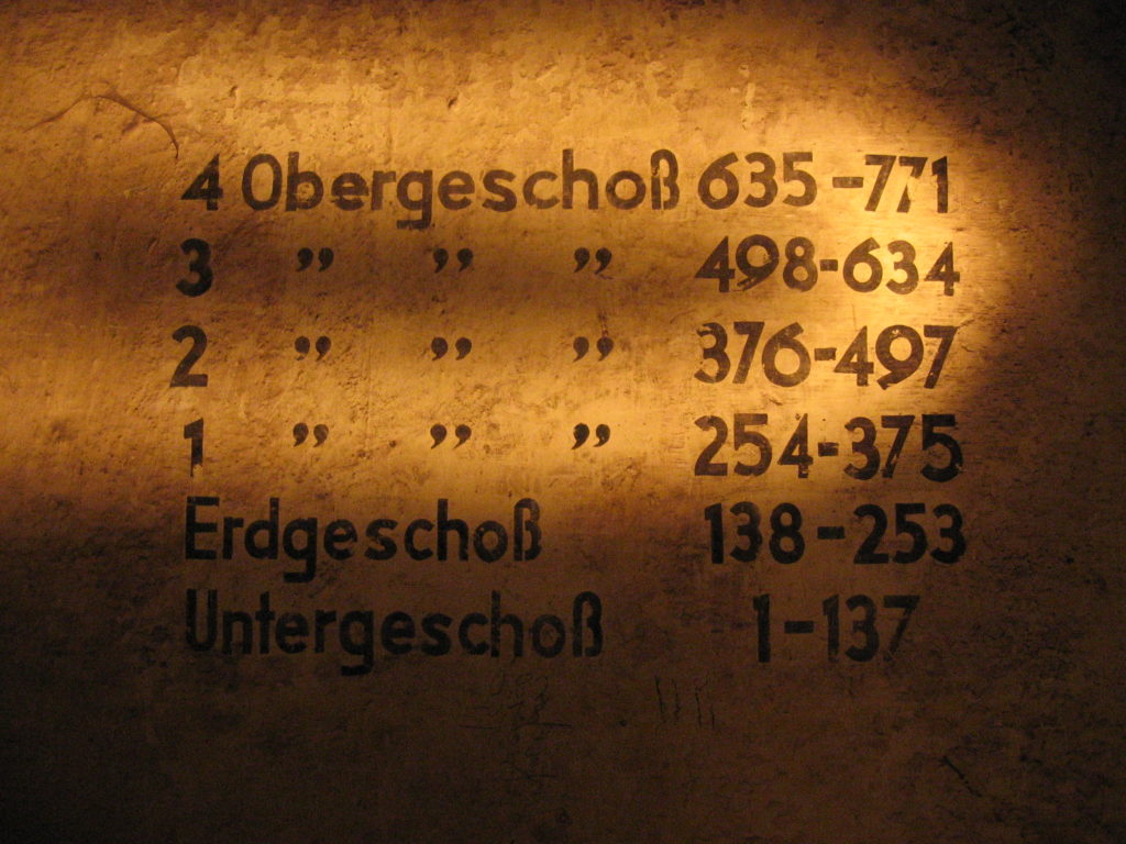 Nummern an der Wand im Fichtebunker Fichtestraße