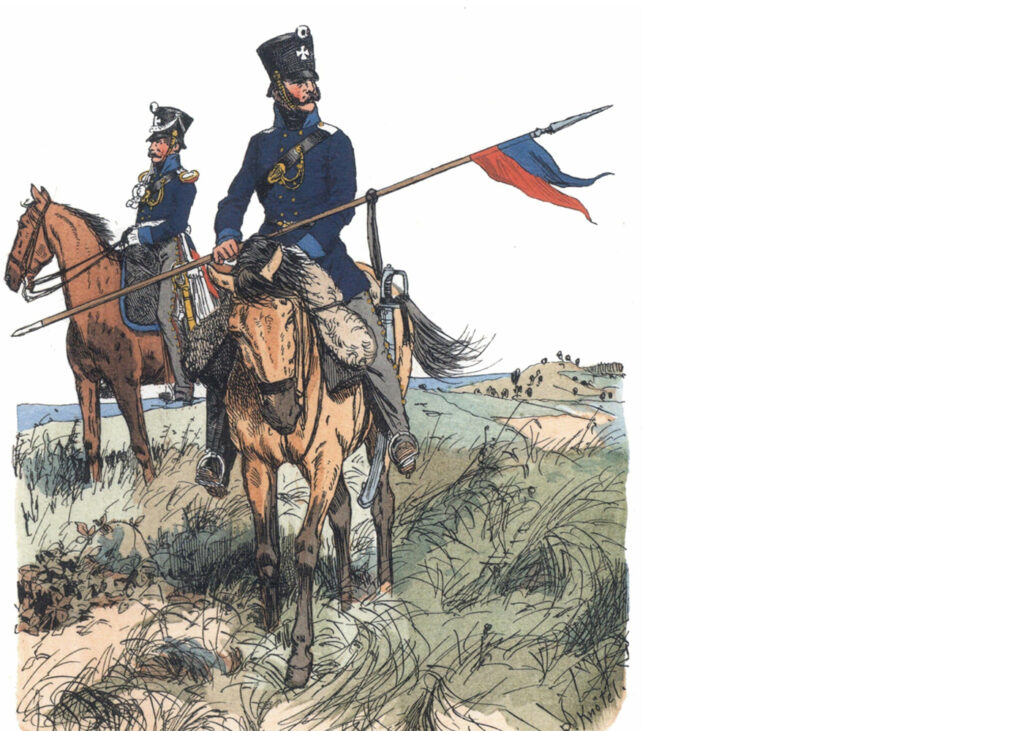 Zeichnung des preußischen Militärt in den Farben "Berlin Blau"