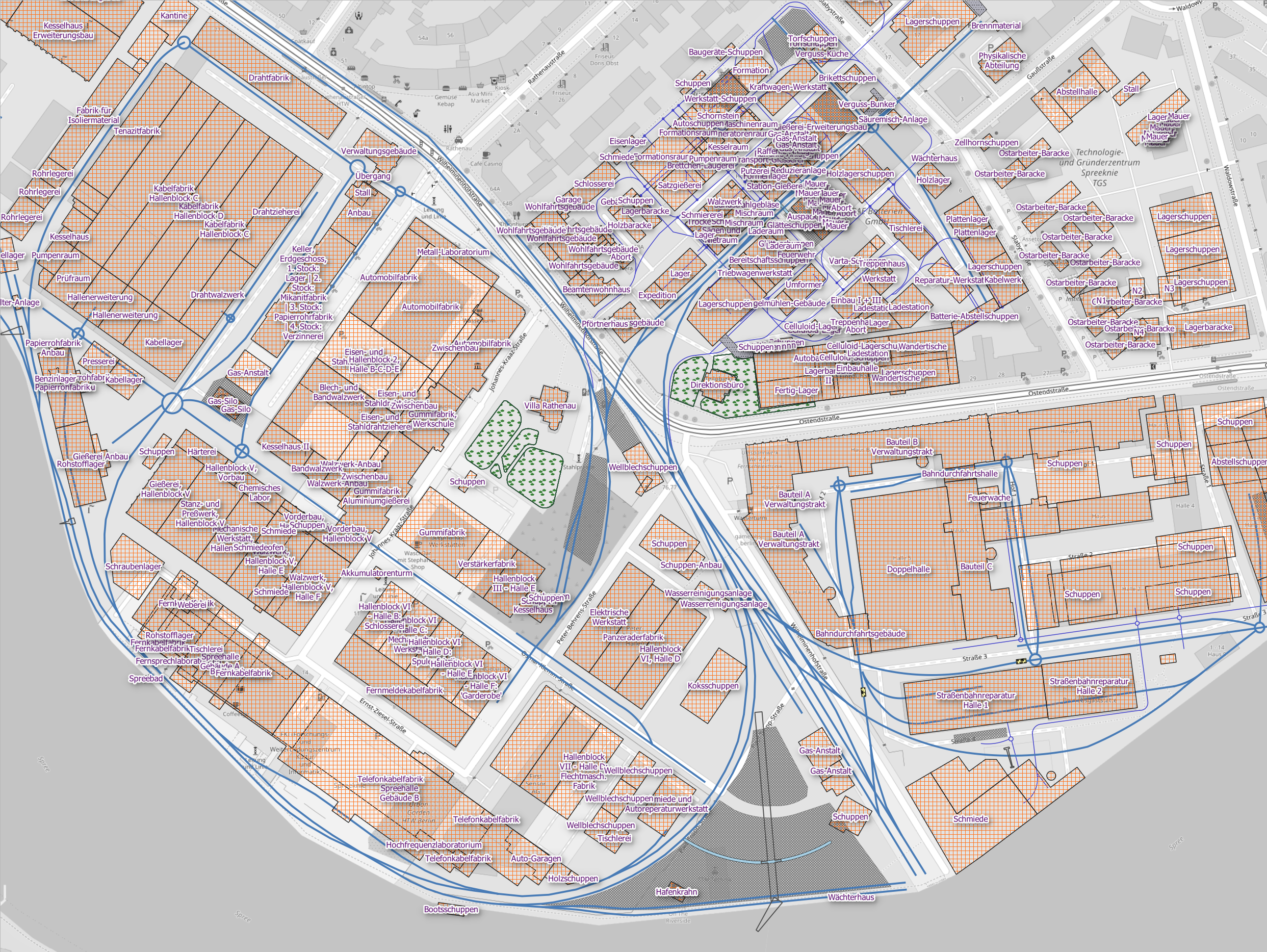 Extrahierte Daten aus georeferenzierten Betriebskarten: KWO, BAE, NAG | © bzi, Jannis Petersen